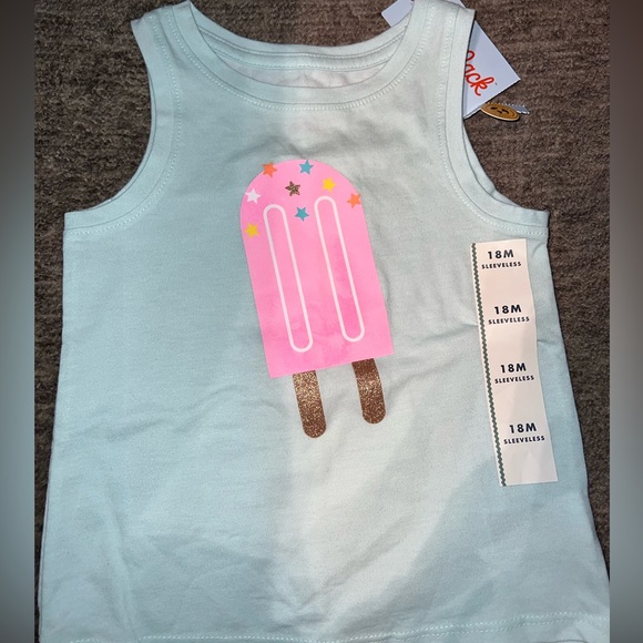 Toddlers Girls Sparkle Ice Cream Knit Graphic Tank Top- Cat & Jack Mint - Picture 2 of 3